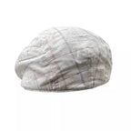 Munich White Plaid Cotton Flat Cap