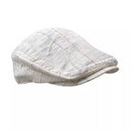 Munich White Plaid Cotton Flat Cap
