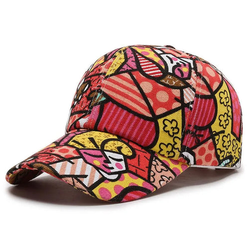 Red Cartoon Print Baseball Cap