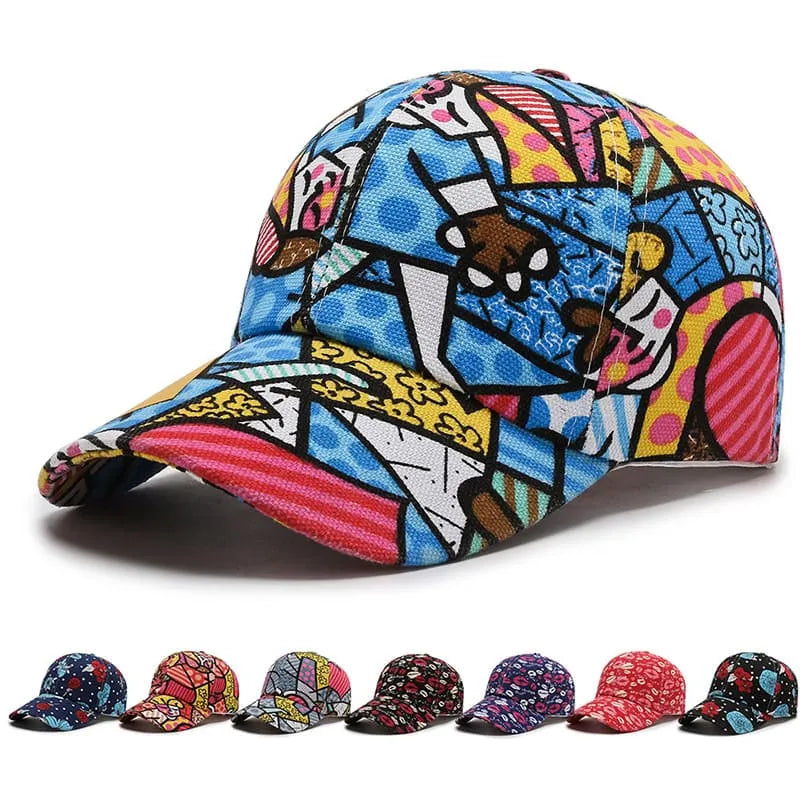 Murakami Cartoon Print Baseball Cap
