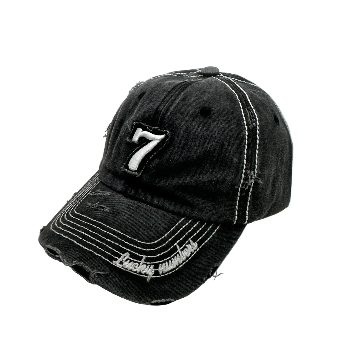 Nº 7 Vintage Ripped Washed Cotton Baseball Cap