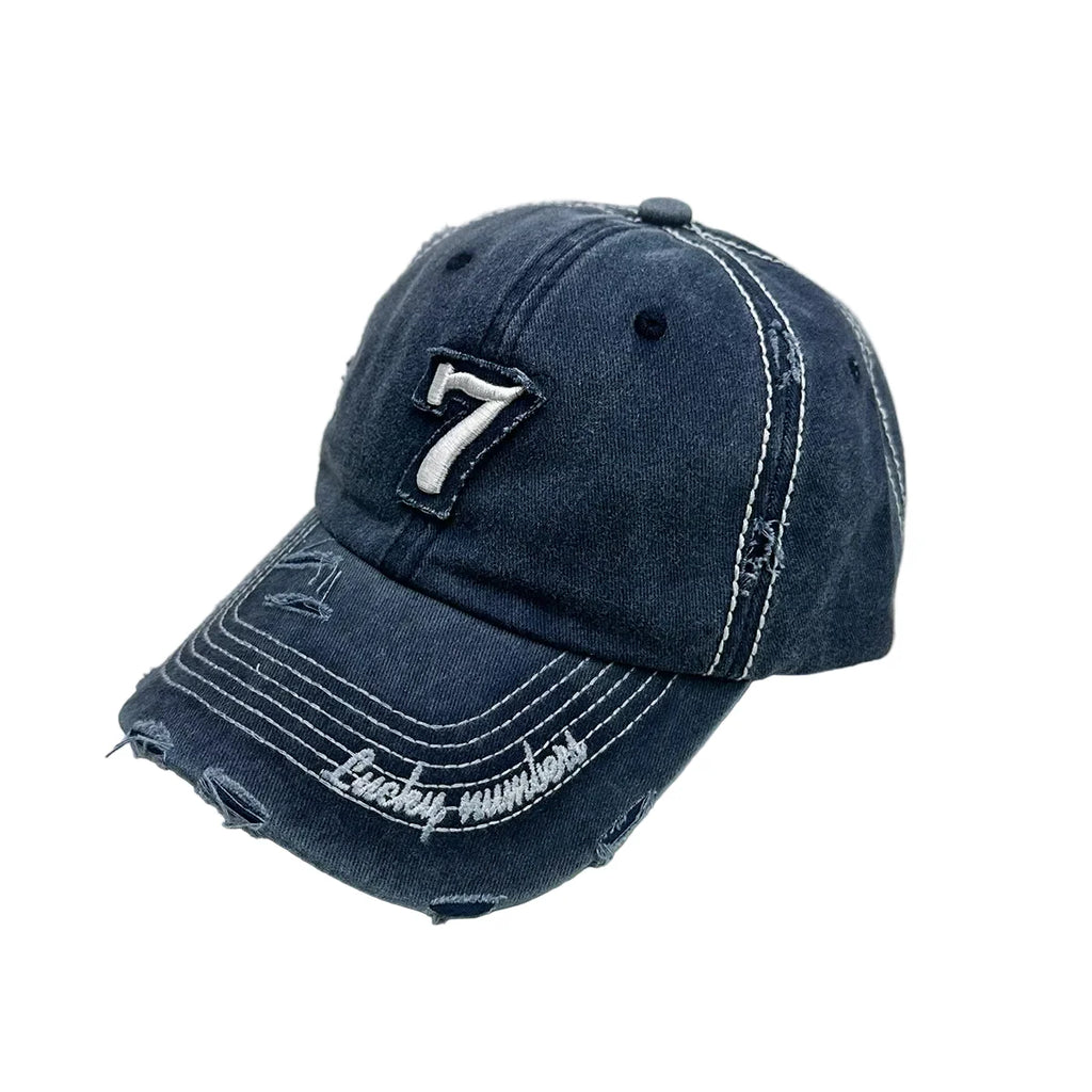 Nº 7 Vintage Ripped Washed Cotton Baseball Cap
