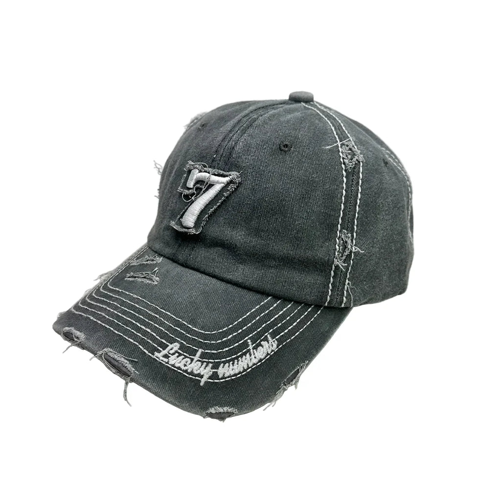 Nº 7 Vintage Ripped Washed Cotton Baseball Cap