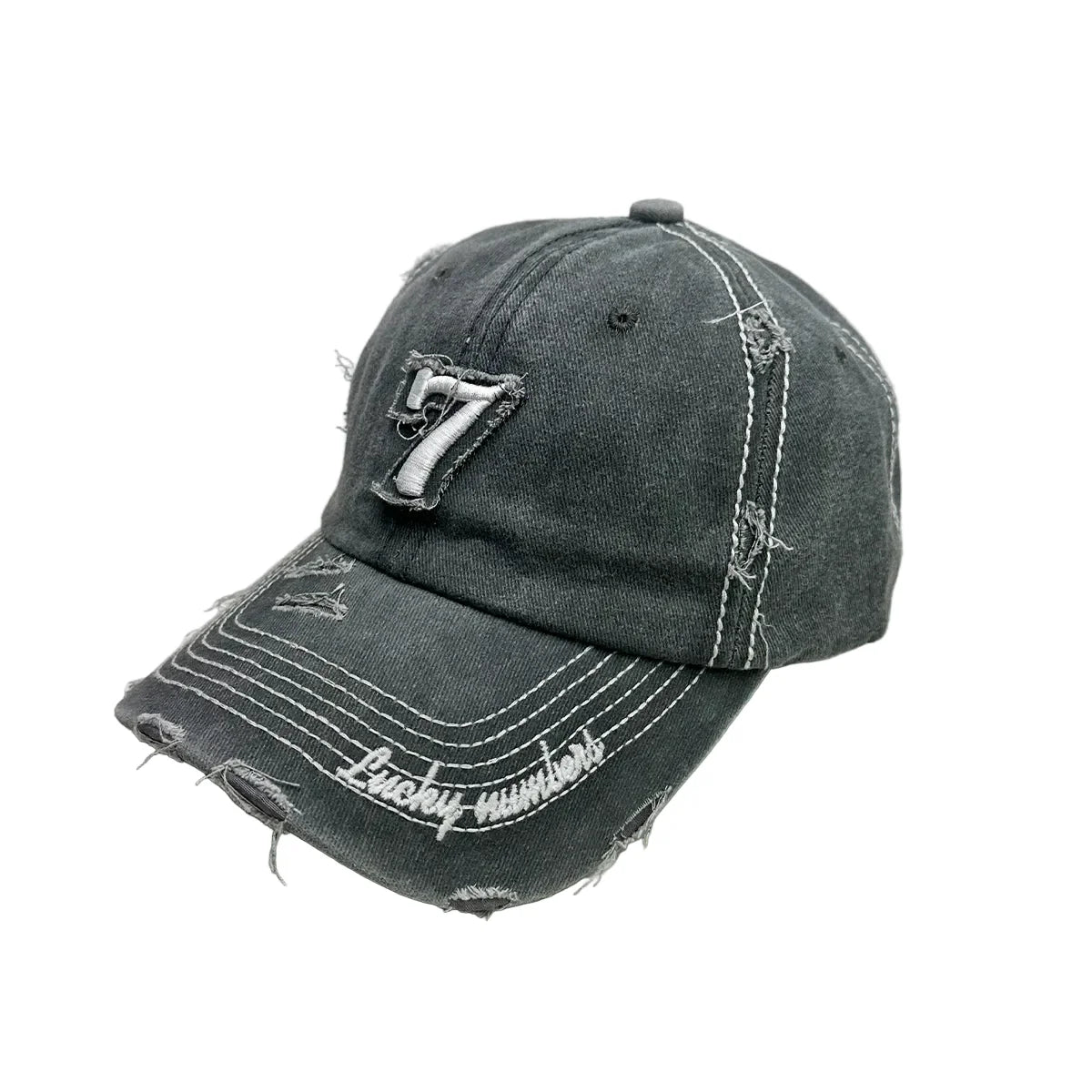 Nº 7 Vintage Ripped Washed Cotton Baseball Cap