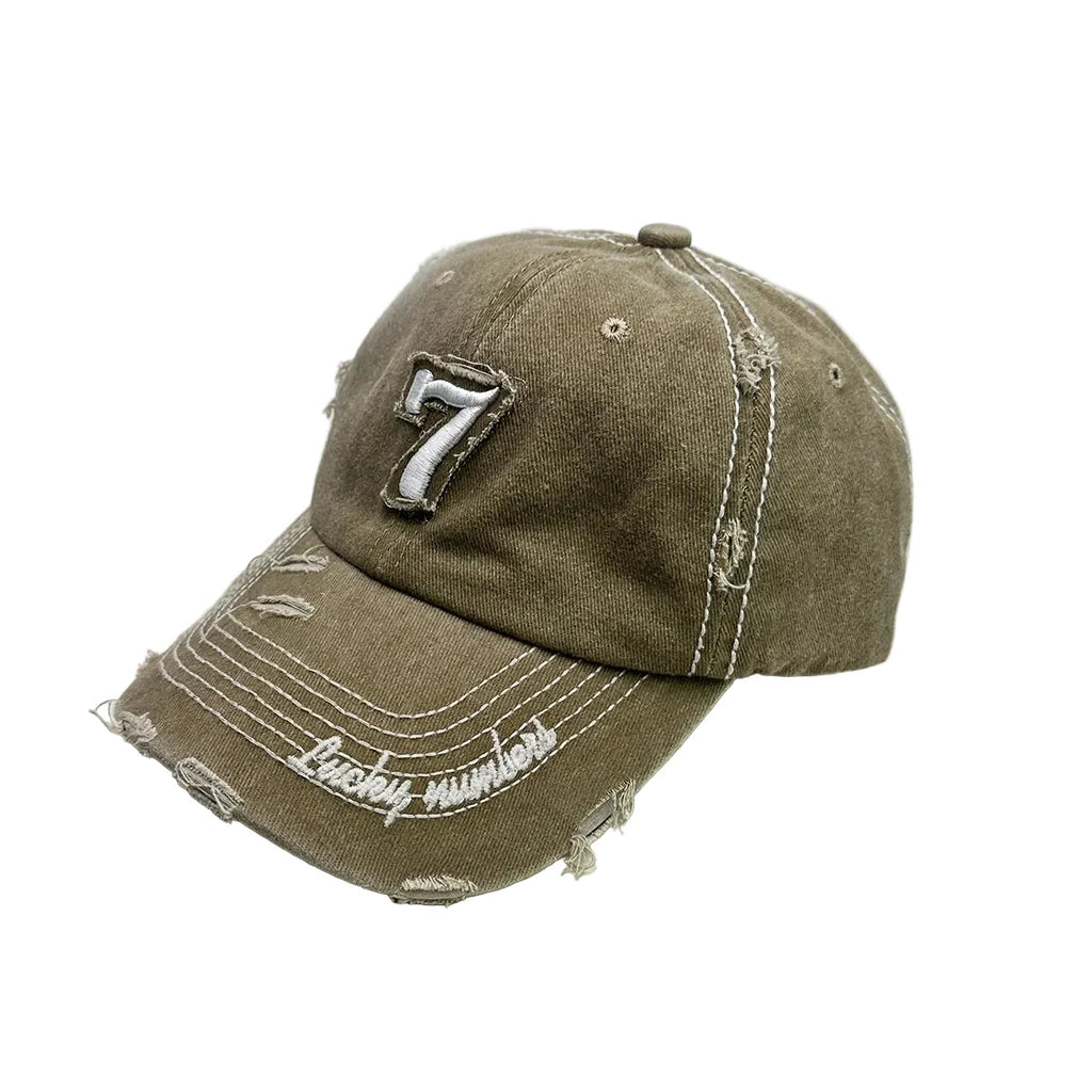 Nº 7 Vintage Ripped Washed Cotton Baseball Cap