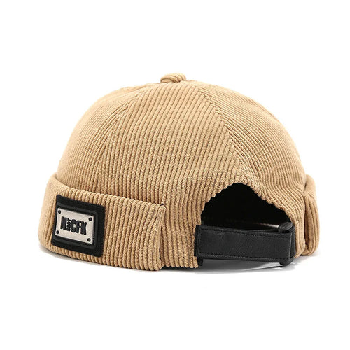 Khaki Corduroy Docker Cap