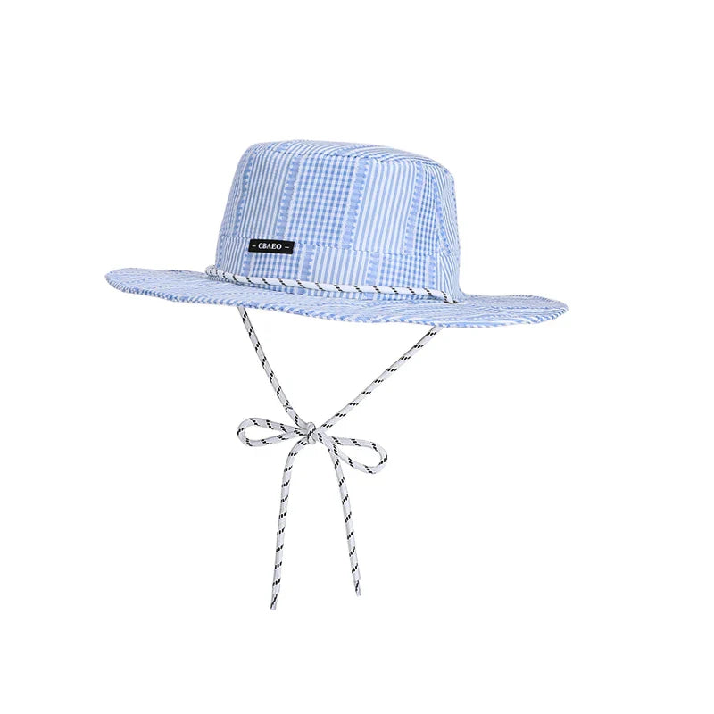 Blue striped boater hat – classic striped straw boater