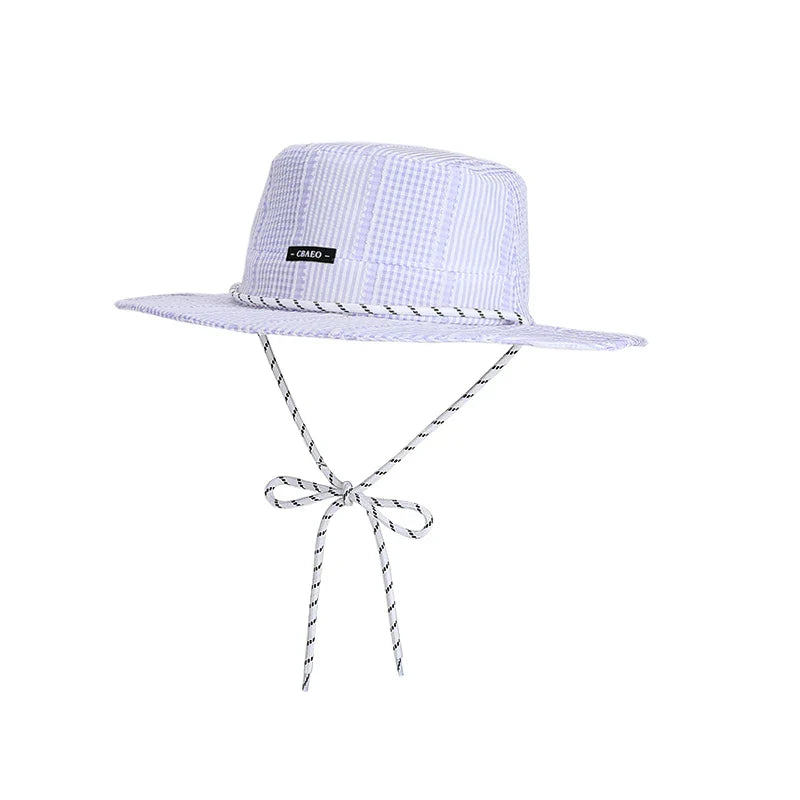 Purple striped boater hat – classic striped straw boater