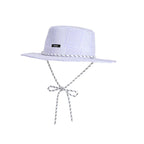 Purple striped boater hat – classic striped straw boater