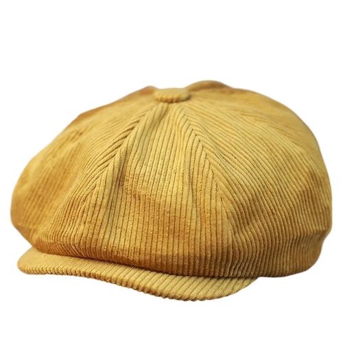 Yellow Corduroy Newsboy Cap