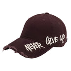 Never Give Up Scratched Baseball Cap