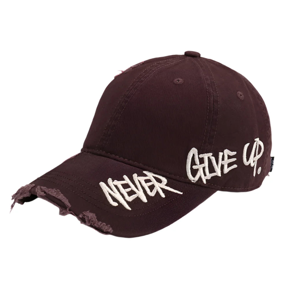 Never Give Up Scratched Baseball Cap