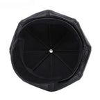 New Jersey Women Black Genuine Leather Newsboy Cap