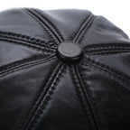 New Jersey Women Black Genuine Leather Newsboy Cap
