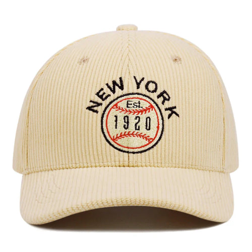 Beige Corduroy Baseball Cap