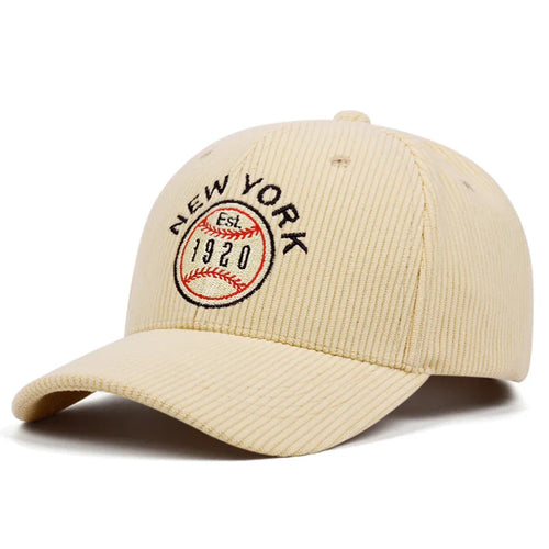 Beige Corduroy Baseball Cap