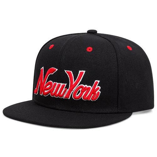 Black and red Snapback Cap back view
