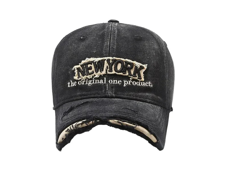 New York Vintage Ripped Washed Cotton Baseball Cap