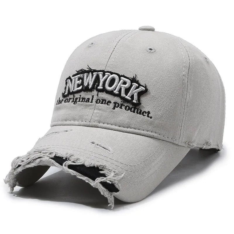 New York Vintage Ripped Washed Cotton Baseball Cap