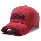 New York Vintage Ripped Washed Cotton Baseball Cap