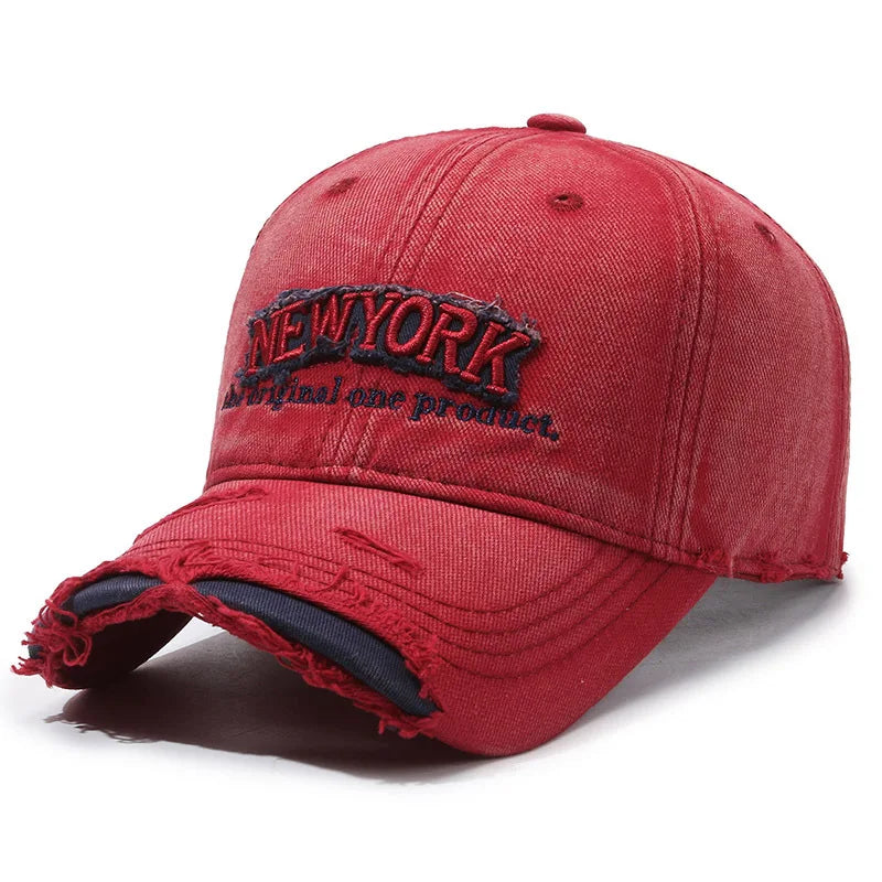New York Vintage Ripped Washed Cotton Baseball Cap