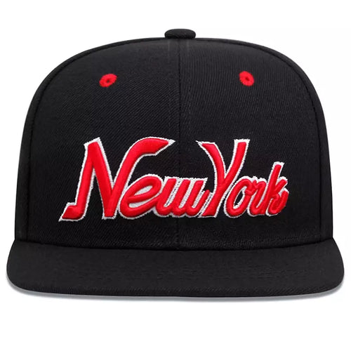 Black and red Snapback Cap front view