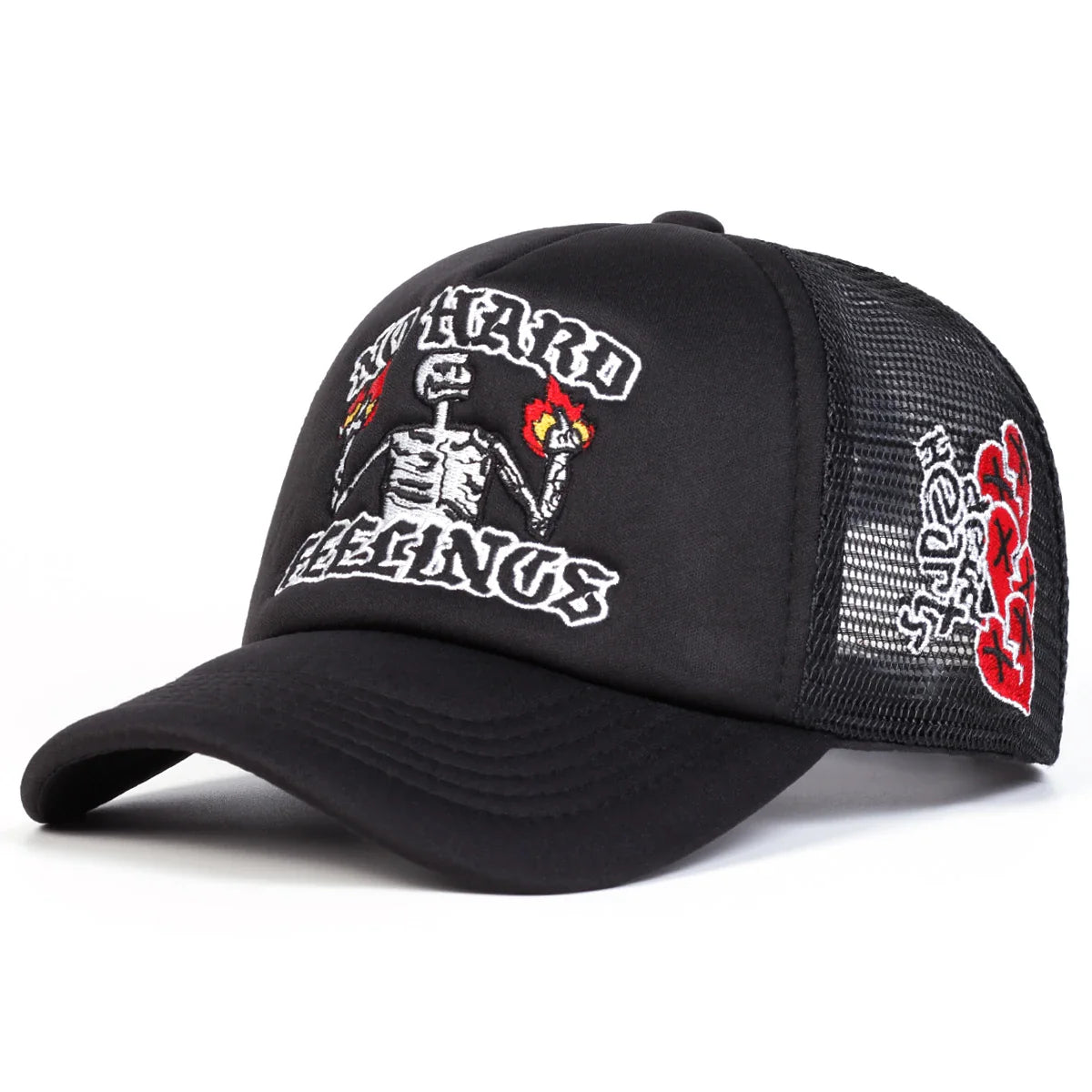 No Hard Feelings Skeleton Trucker Cap