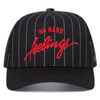 No Hard Feelings Striped Baseball Cap