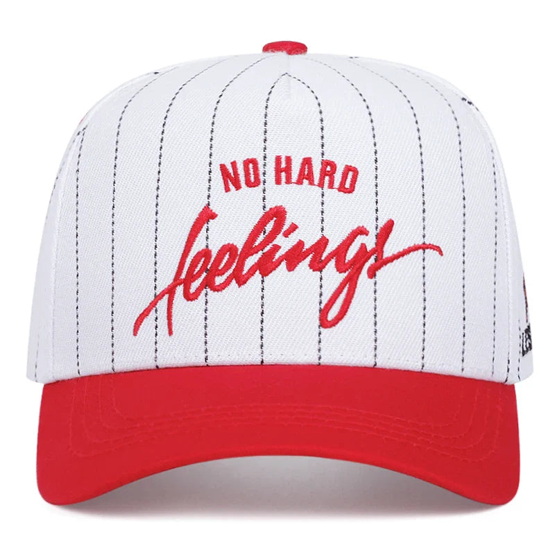 No Hard Feelings Striped Baseball Cap