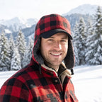 North Yankton Winter Fur Red Plaid Earflaps Baseball Cap