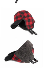 North Yankton Winter Fur Red Plaid Earflaps Baseball Cap