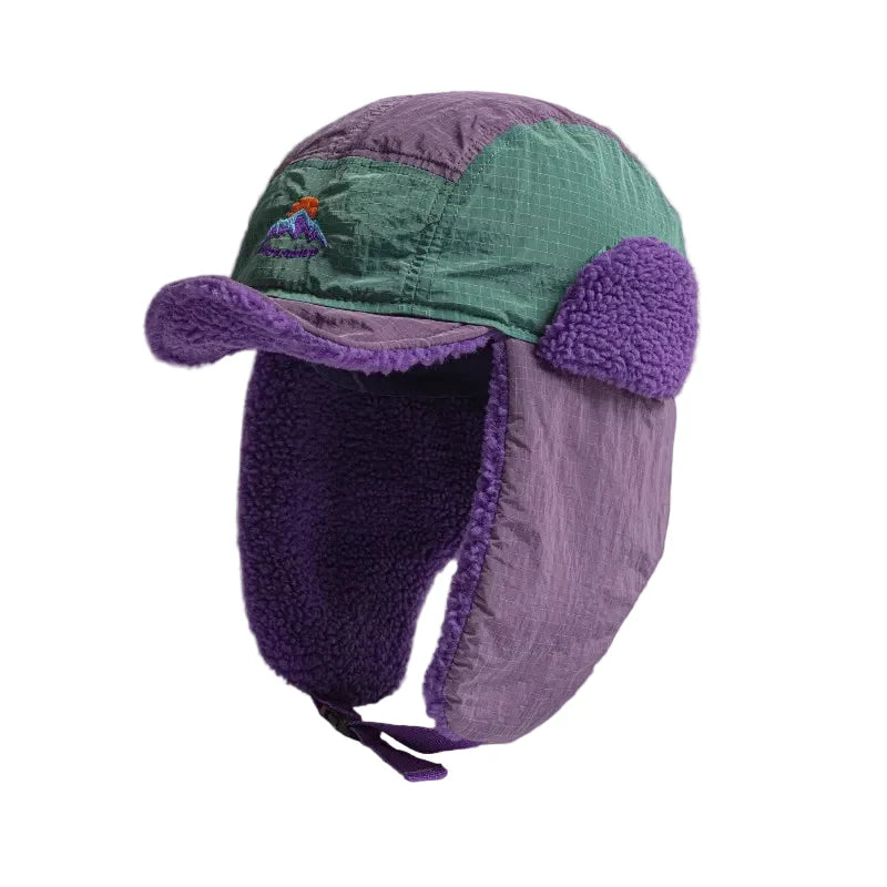 Northern Sunset Winter Patchwork Bomber Hat