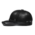 Nottingham Black Genuine Leather Baseball Cap