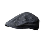 Noxville Gray Striped Linen Flat Cap