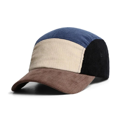 White Corduroy 5 Panel Cap