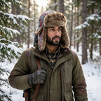 Omaha Winter Gray Floral Fur Bomber Hat