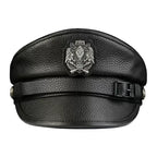 Orson Black Genuine Leather Military Cap