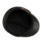 Orson Black Genuine Leather Military Cap