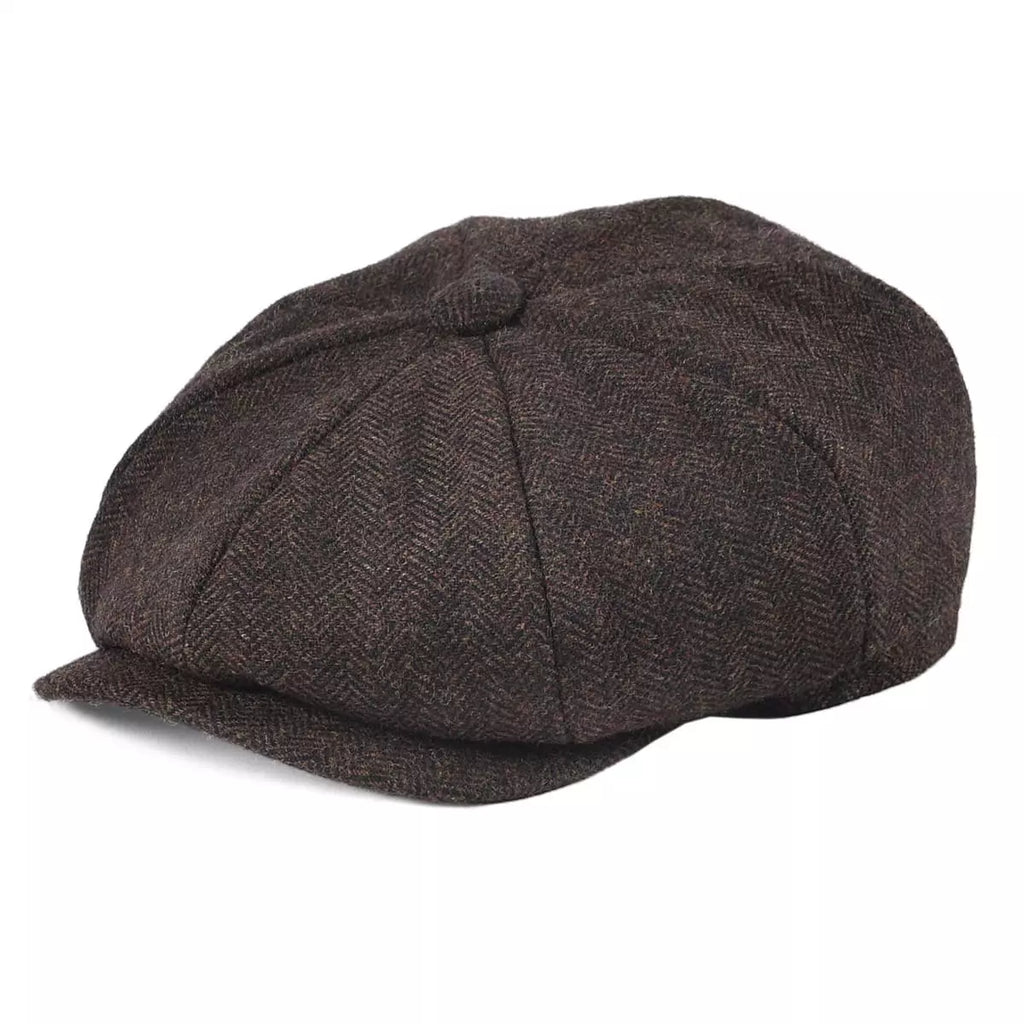 Oxford Herringbone Wool Newsboy Cap