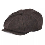 Oxford Herringbone Wool Newsboy Cap