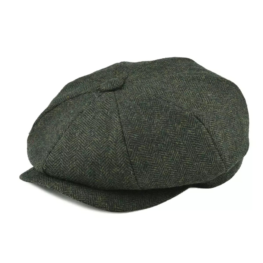 Oxford Herringbone Wool Newsboy Cap