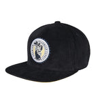 Corduroy Snapback Cap – Black Adjustable Cotton Baseball Style Hat — side view