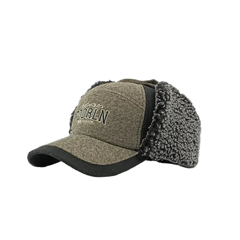 PODRLN Nordic Winter Plush Earflaps Baseball Cap