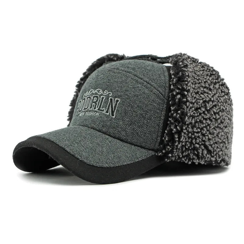 PODRLN Nordic Winter Plush Earflaps Baseball Cap