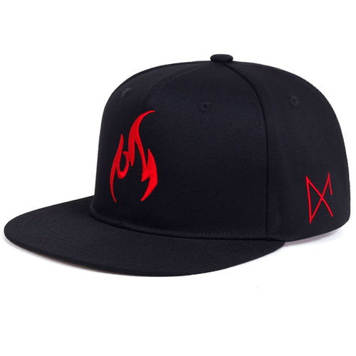 Black and red Snapback Cap back view