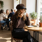 Paris Women Leopard Print Leather Newsboy Cap