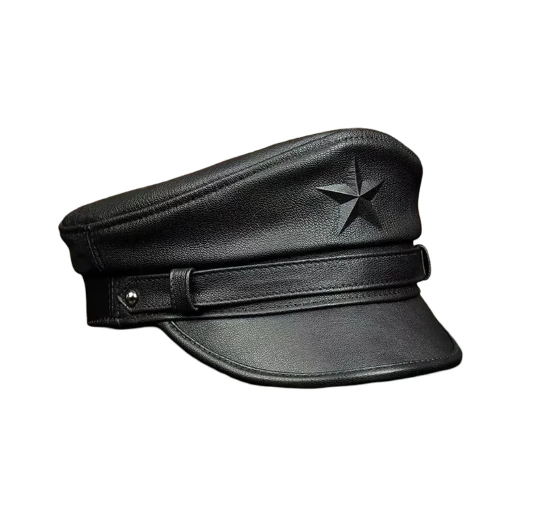 Patton Star Genuine Leather Sailor Cap