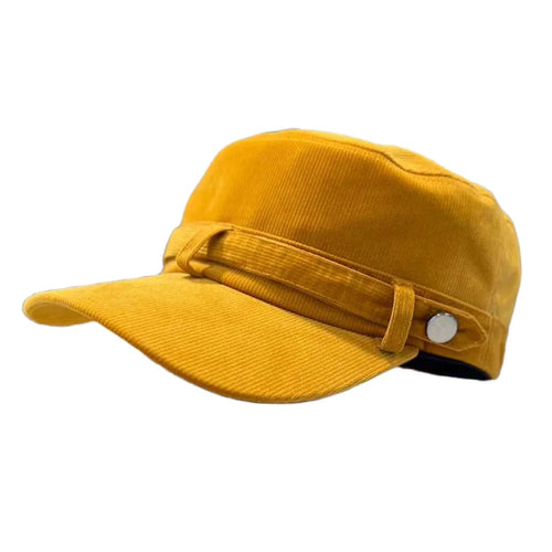 Yellow Corduroy Army Cap