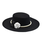 Rose wide brim boater hat – adjustable cotton sun hat with breathable sweatband