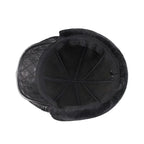 Pickford Black Genuine Leather Rhombuses Earflaps Flat Cap